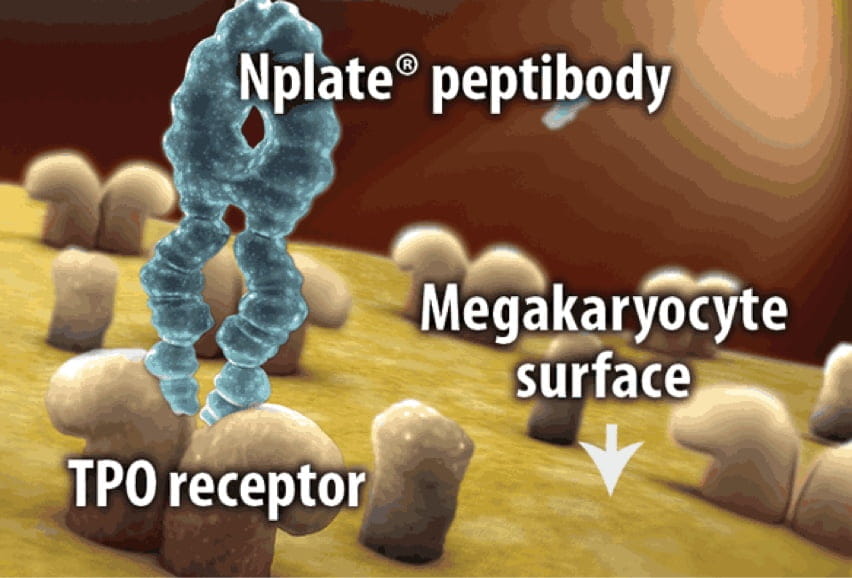 Adult ITP treated with Nplate® that binds to the TPO receptor